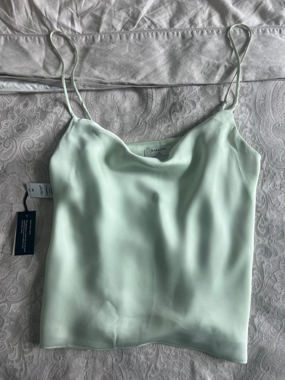 Babaton Mint Green Satin Cowl Neck Camisole